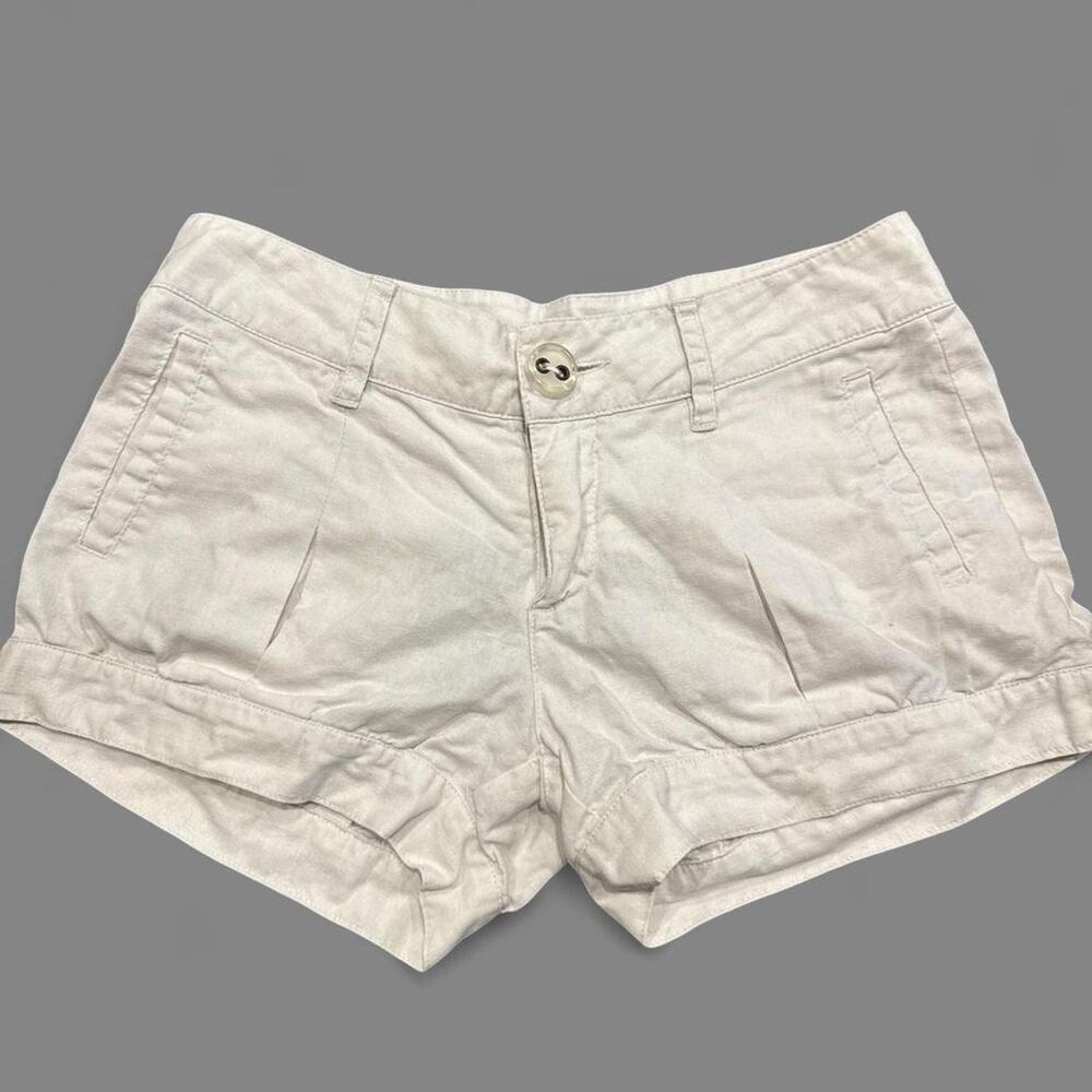 White low rise mini shorts linen and cotton